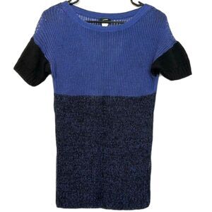 J Crew Linen Open Knit Shirt Womens Small Short Sleeve Old Money Preppy Blue